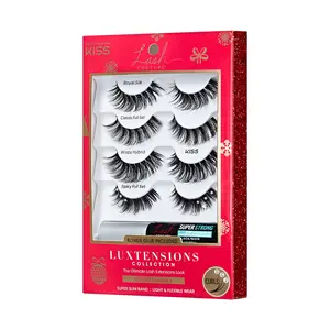 Kiss Lash Couture LuXtensions Holiday False Eyelashes Multipack - Spiky Jewel | 4 Pairs, Strip Lashes, 14mm-18mm