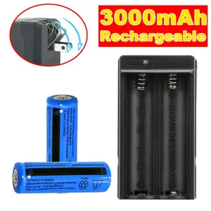 In stock (ships within 24 hours) 2025 Set of 2 x 3000mAh 18650 rechargeable batteries + 1 x dual charger, suitable for flashlights and headlamps, emergency lighting, portable devices, power tools and other battery-powered electrical appliances.