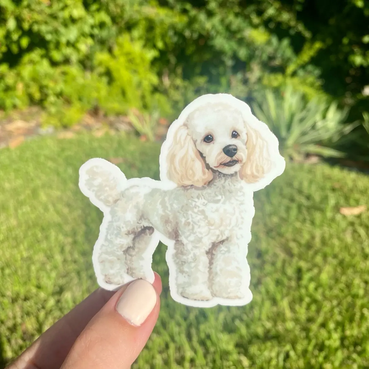 Classic Poodle Vinyl Sticker, 2.8x3in