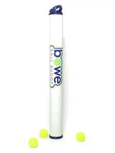 Bowe Ball Buddy - Tennis Ball Tube for Picking Up Balls, Checking Net Height & Target Practice with Blue Top and White Body