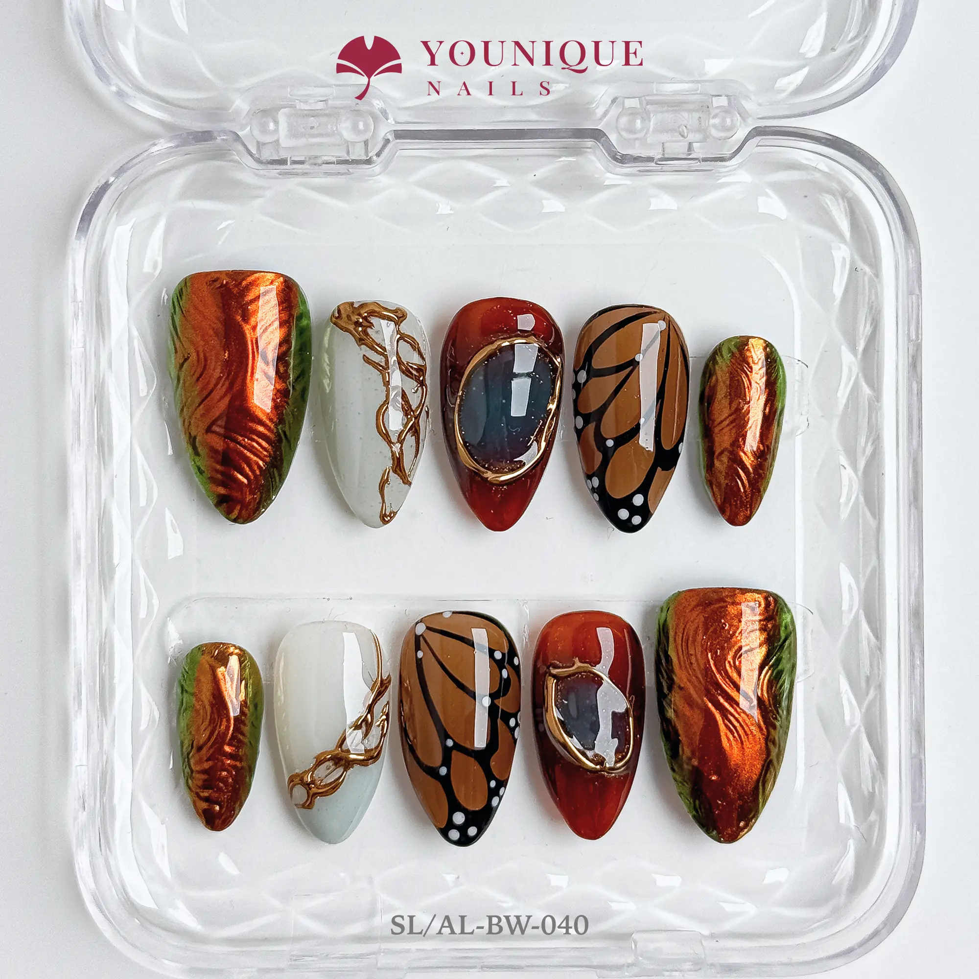 Younique Nails Beauty Products | 10PCS 100% Handmade Press-On Nails, Reusable 3D Acrylic Stylish Colorful Decorations