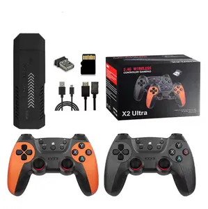Newest X2 Ultra Video Game Console 4k TV HD Retro Game Console Wireless 2.4 GHz Support Dual Controller Orange Game Console game console game stick upgraded