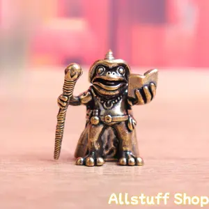 Brass Frog Wizard Holding Magic Book Desk Ornament, Fun Frog Magician Brass Decoration, Tabletop Decorative Figurine, Collectible Room Decor