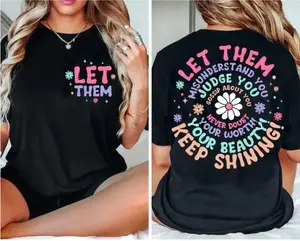 "Let Them Misunderstand" Front & Back Print Short Sleeve Cotton T-Shirt, 100% Cotton, Inspirational Casual Summer Tee