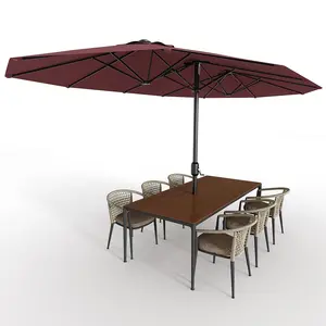 Extra-Large Double-Sided Patio Umbrella – 13ft Rectangular Outdoor Market Parasol – Waterproof, Windproof, Heavy Duty Canopy – Easy Crank Lift – Ideal for Garden, Deck, Poolside, Backyard – Base Not Included