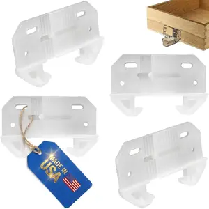 Adjustable Rear Drawer Slide Guides 4 Pack - Plastic Back Plate, Made in USA, Fits 1/4" Rail Height T-Shape Center-Mount Wood Track, Width Opening Adjustable 1" to 1-1/2"