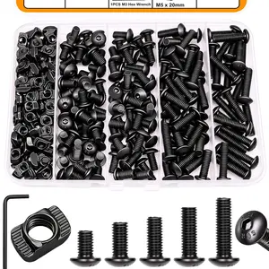 260PCS M5 T-Nuts Screws Assortment Kit,Compatible with Rail Mount,Replacement for M-Lok Nut Screw,M5 Nut and Bolt Assortment Sets for 2020 Series Standard Aluminum Profile