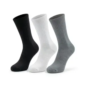 Premium Ribbed Cotton Athletic Crew Socks | Seamless Toe & Arch Support | High-Elastic Sports Socks for Running & Hiking