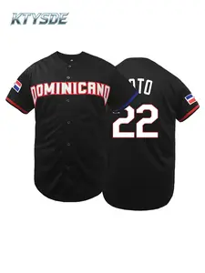 KTYSDE Dominicana #22 Soto Embroidered Color Block Baseball Jersey | Men's Breathable Short Sleeve Fan Edition Sports Shirt