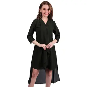 Breathable Summer Dress for Women | Blended Georgette Fabric | Lightweight Flowy Sun Dress | Versatile Casual to Semi-Formal Outfit | Soft Natural Fiber Blend Flattering Midi Dress