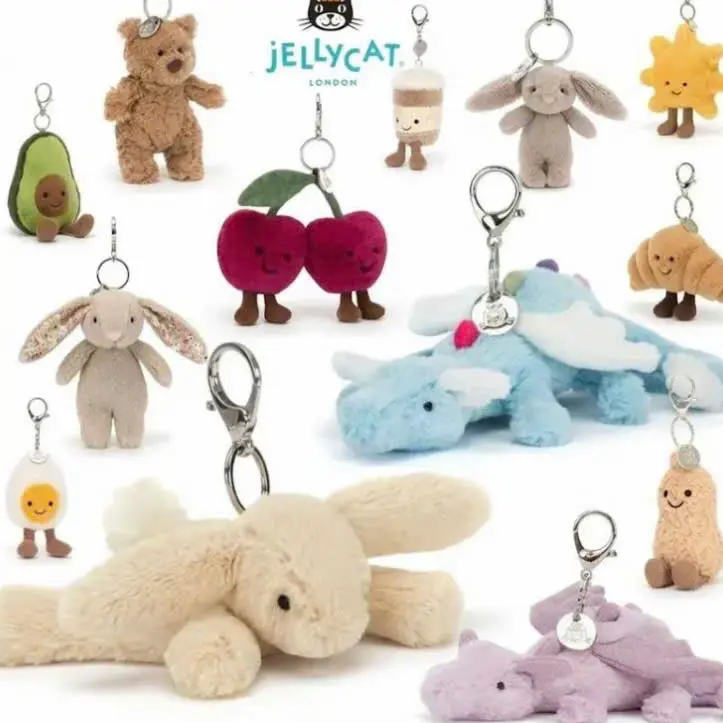 Jellycat Mini Plush Keychain - Adorable Soft Plush Toy Charm, Cute Bag & Backpack Accessory, Perfect Gift for Kids, Teens & Collectors