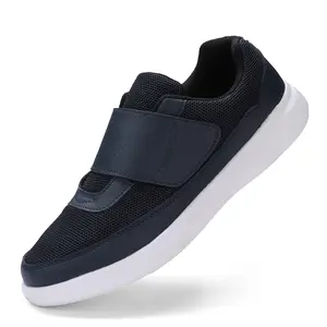 WEDXDEW Men's Diabetic Elderly Shoes Mesh Breathable Walking Sneakers Lightweight Adjustable Easy On and Off Strap Slippers for Swollen Feet