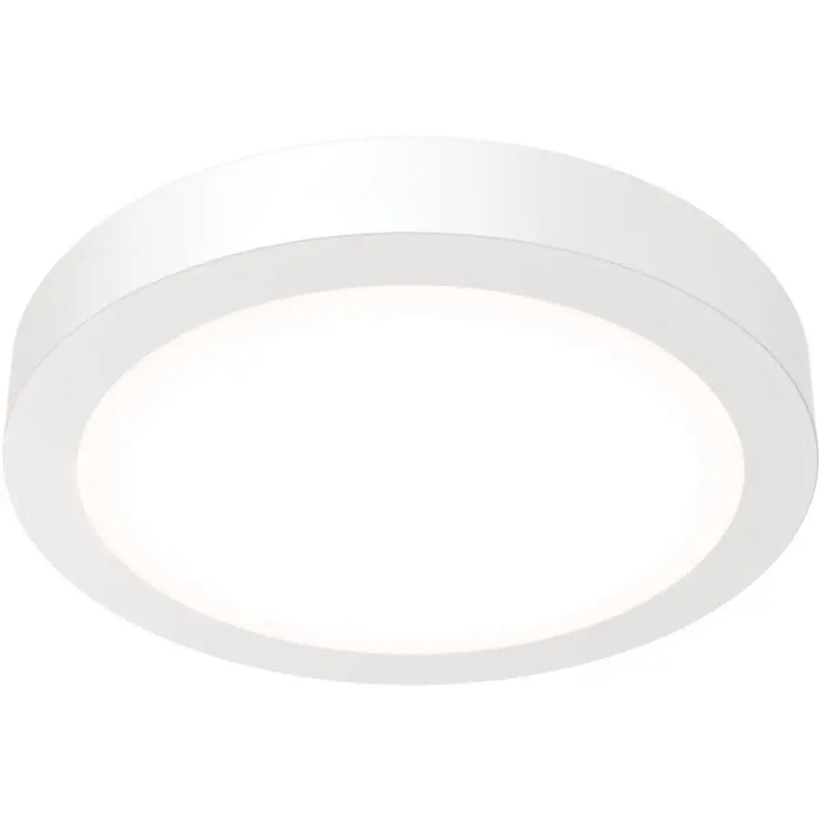 Slim Basics 6 Inch LED Ceiling Light, Low Profile Surface Mount Downlight for Shower or Closet Lighting, 3000K/4000K/5000K Selectable White Light, Edged Trim, Wet Rated, Matte White
