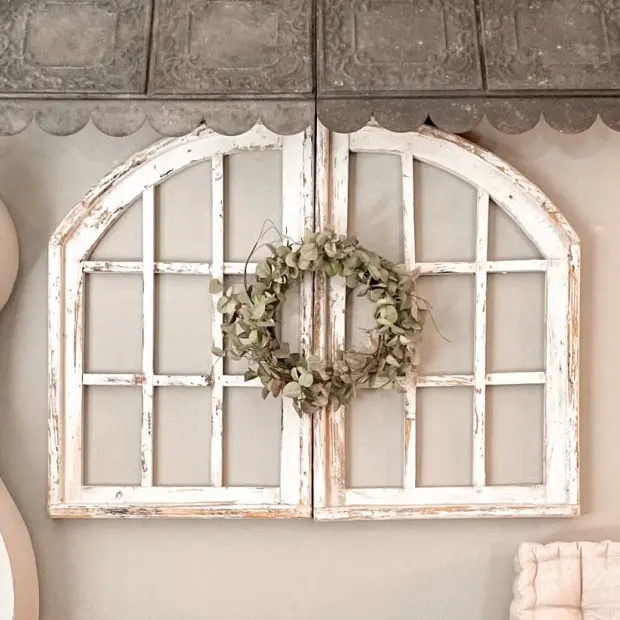 31" High Rustic Arched Wood Window Frame Set of 2 31" High Rustic Arched Wood Window Frame Set of 2