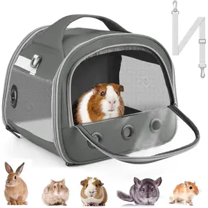 Guinea Pig Carrier Bag, Portable Small  Carrier Pouch for Hamster Chinchilla  Gerbil Hedgehog Sugar Glider Outgoing Travel Carrying Case - Grey