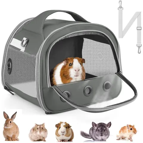 Guinea Pig Carrier Bag, Portable Small  Carrier Pouch for Hamster Chinchilla  Gerbil Hedgehog Sugar Glider Outgoing Travel Carrying Case - Grey