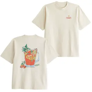 Retro Vintage Pimm's Shirt, Vintage Pimm's Cup Cocktail Pitcher with Fruits & Mint Design on Premium Soft Washed Cotton Tee, Unisex Fit for Men Women, Great Gift for Cocktail Dad