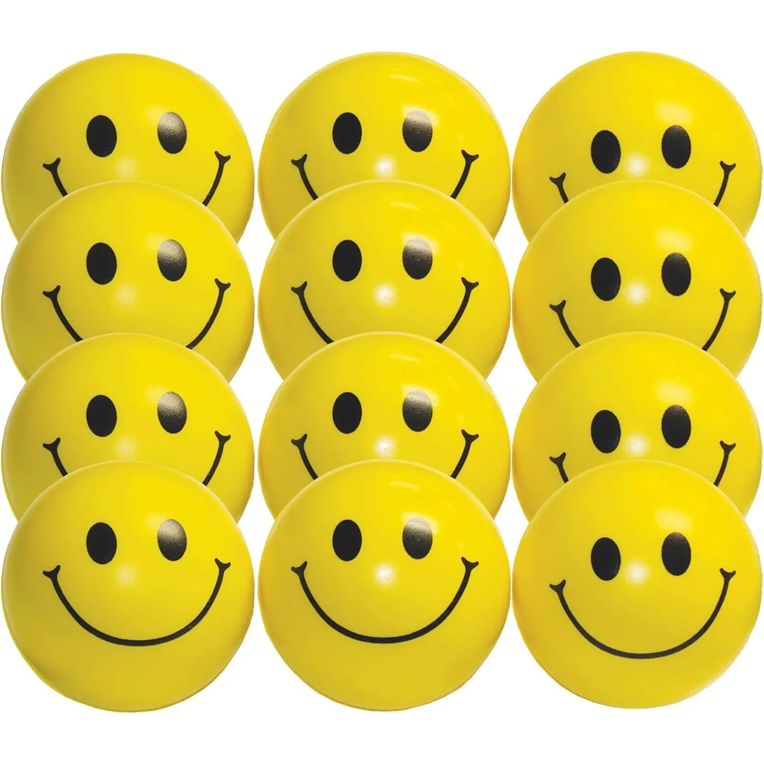 12-Pack Firm Yellow Smiley Ball Hand Exercisers. Grip Strength ,  and  Aid.