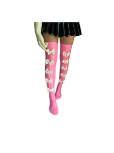 Women's pink bow stockings dancesocks femboy  socks