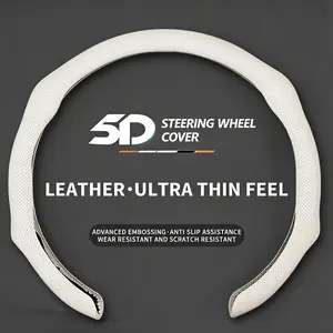 2026 New Red Leather Steering Wheel Cover – Ultra-Thin, Breathable & Anti-Slip, All-Season Sporty Design for Enhanced Grip & Driving Comfort