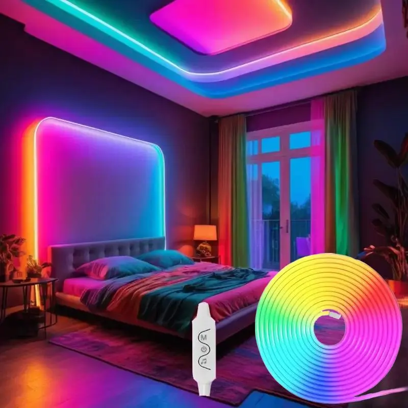 LED Smart Light Strip, USB Powered RGB Color Changing LED Light Strip with 3-Button Controller, DIY Atmosphere Decoration Neon Light for Home Living Room Bedroom, Interior RGB Lighting, Led Rgb Lights, Ambient Lighting Strip