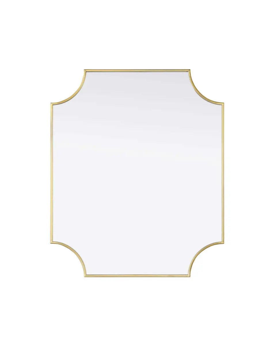 Elegant Kitchen & Bath MR3D3036BRA 30 x 36 in. Rectangle Notched Metal Mirror, Brass