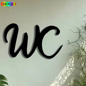 1pc Monogram WC Metal Wall Art, Elegant Script Statue Mural, Artistic Metalwork, Intricate Craftsmanship, Perfect for Housewarming, Anniversary Decor, Perfect for Living Room Bedroom Office Decor, Ideal Gift for Personalized Decor Enthusiasts.