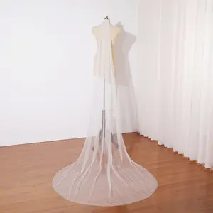 Luxury pearls wedding veil, Romantic scattered pearls bridal veil, New designed pearl veil, Single layer ivory wedding veil, Soft tulle wedding veil, Chapel wedding veil, Floor length veil