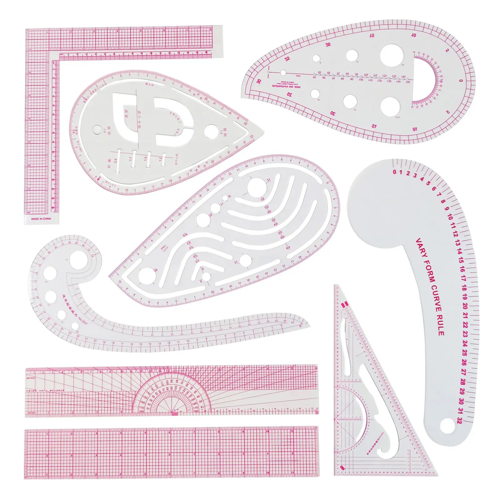 9 pcs Acrylic Sewing Ruler Set Clothing sewing ruler Fashion Clear Metric Sewing Ruler French Curve Pattern Making Ruler for Beginners Tailors Designers Beauty & Personal Care