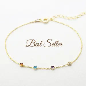 14K Solid Gold Birthstone Bracelet