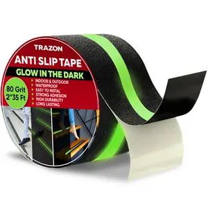 Grip Tape Glow in Dark Stripe - Heavy Duty Anti-Slip Tape for Stairs, Waterproof 2 Inch x 35 Feet, Non-Skid Roll Effect, Easy Installation