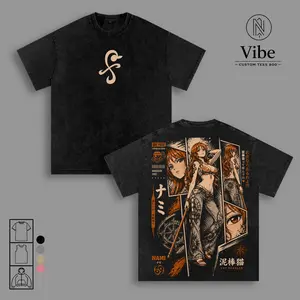 Nami One Piece Anime Double Printed Vintage Washed Tee Unisex Oversize Anime Manga Washed Heavyweight Cotton T-shirt, Tank Top, Sweatshirt, Hoodie