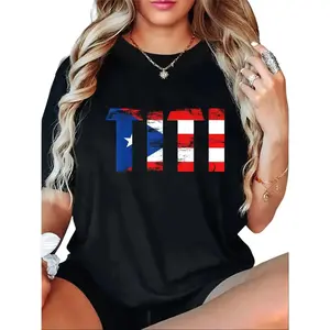 Puerto Rico Flag T-Shirt for Women-Casual Tee with Bold "TITI" Lettering, Short Sleeves, and Round Neck - Perfect for Mother's Day, Events, and Casual Attire, Casual Wear Tee |   Vintage Style Tee