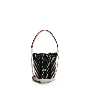 Pre-owned christian louboutin Calfskin Crossbody Bags Leather Spiked Marie Jane Bucket Bag