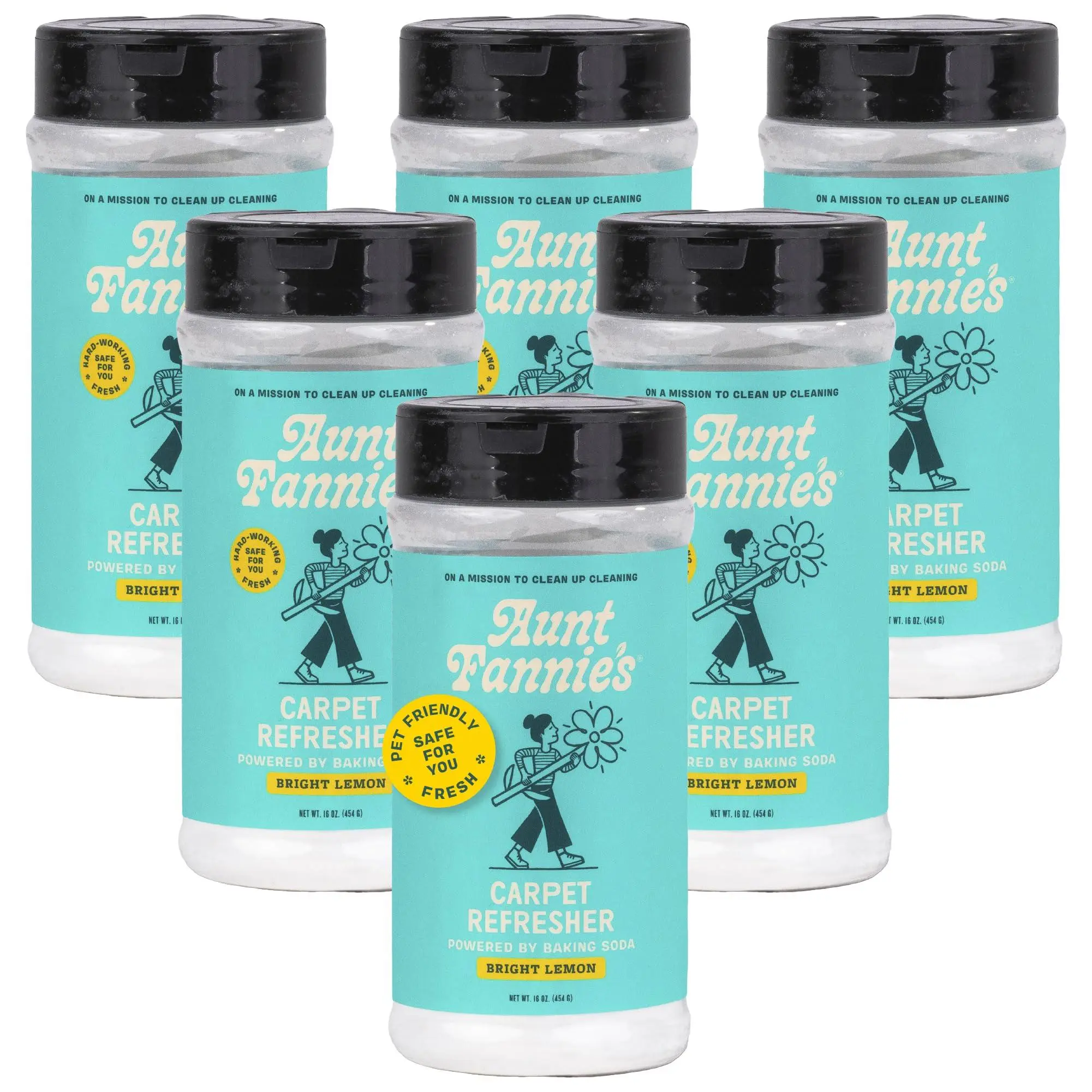 Aunt Fannie's Carpet Refresher & Deodorizer Powder, Multi-Purpose Rug, and Upholstery Odor Eliminator for Homes with Cats & Dogs, Bright Lemon Scent