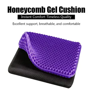 Double-Layer Extra-Thick Gel Seat Cushion — Honeycomb Breathable Pad | Dimensions: 15.75 x 13.8 x 1 In | Ideal for Camping, Office Use, Car Travel, Wheelchairs, and Fishing — Non-Slip & Portable Chair Cushion | Designed for Outdoor Activities and Travel