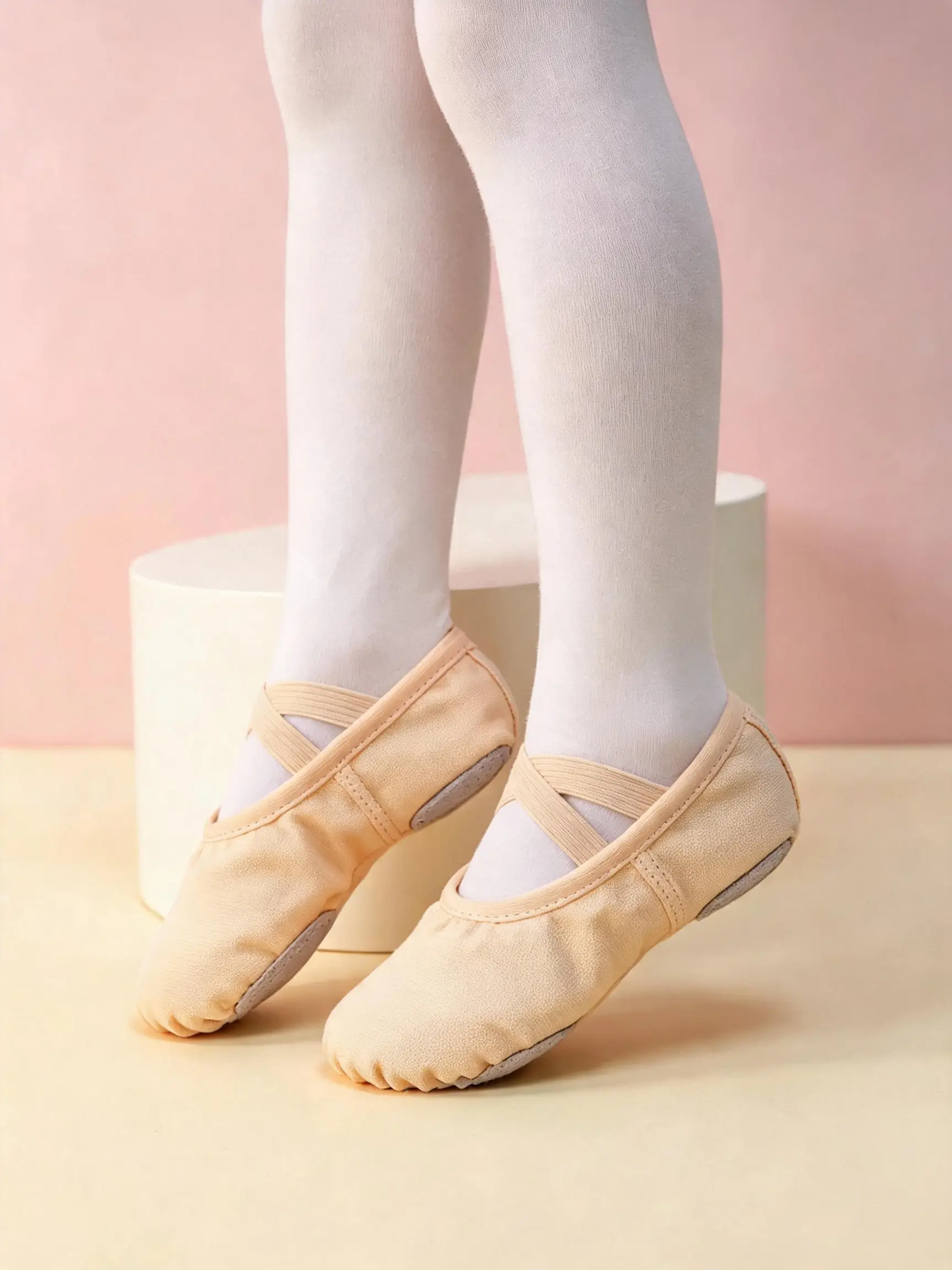 Girls Canvas Ballet Slippers, Soft Elastic Cross‑Strap  Dance Shoes, Non‑Slip  Ballet Shoes for Toddler Little Girls Ages 3‑12, Ideal for Ballet Class, Gymnastics, Stage Performance & Daily Practice