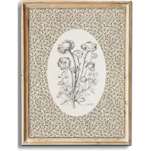 Neutral Vintage Floral Wall Art Prints, Bedroom Nursery Wall Painting Canvas Prints Cottage Oil Painting, Neutral Botanical Wall Decor, Vintage Art Pictures for Bathroom Nursery Room Decor Farmhouse Wall Decor( 8" x 10"-UNFRAMED)