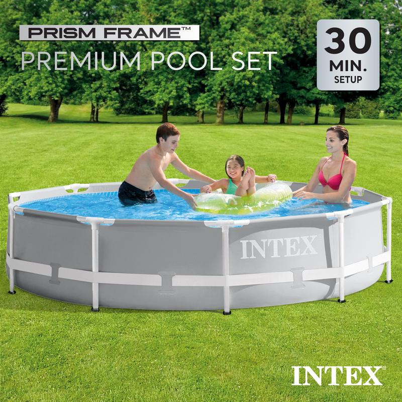 Intex 30" Prism Metal Frame Round Outdoor Above Ground Swimming Pool,(PUMP NOT INCLUDED)