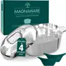 MAGNAWARE Oval Dutch Oven with Lid 5 to 12.6 Quart, 11 to 18 Inch Cast Aluminum, Lightweight Rustproof, Classic Pot with Roasting Rack & Silicone Handle Covers