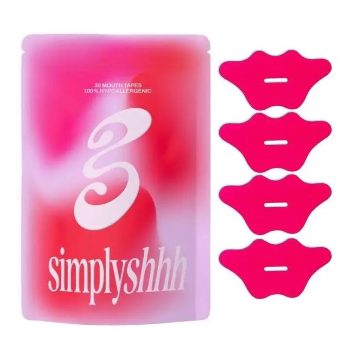 Simply Shhh Mouth Tape – 30 Soft Pink Strips for Better Breathing, Reduced Snoring & Enhanced Sleep with Hydrating Properties - sleep tape Healthcare Skincare Breathable Anti-Snoring Mouth Tape for Sports