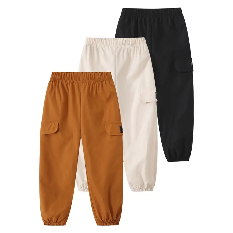 3 Pack boy fall/winter fashion Joker overalls 3-14-year-old children's solid color slim lightweight outdoor jogging pants