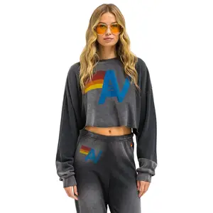 VINTAGE LOGO CROPPED CREW SWEATSHIRT RELAXED - FADED SMOKE