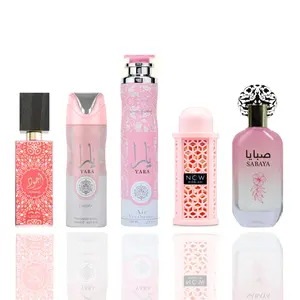 Lattafa Women's 5-Piece Body Care Bundle - Ajwad Pink, Yara Deodorant, Yara Air Freshener, Now Woman, Sabaya with Vanilla, Coconut, Floral Fragrances, Floral Scents, Creamy Coconut Scent