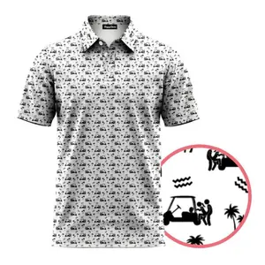 Funny Caddie Doggy Print Golf Polo – Men’s Classic Style Shirt, Soft Breathable Performance Wear