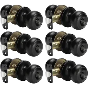 6 Pack Matte Black Interior Privacy Door Knobs, Classic Round Black Doorknobs Hardware for Bedroom or Bathroom Interior Doors