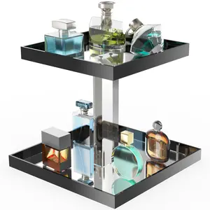 NiHome Acrylic Perfume Display Organizer, 2-Tier Cologne Organizer,Makeup Holder with Mirrored Base, Versatile Vanity Storage for Cosmetics Toiletries