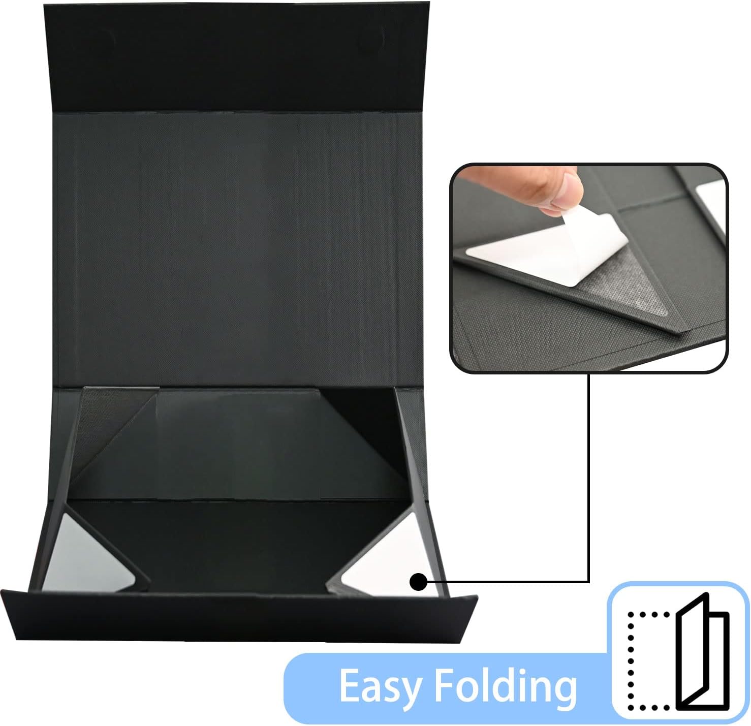 Large Gift Box 13.5" x 10" x 4" with Magnetic Lid, Black Gift Box with Ribbon, Greeting Card & Shredded Filler for Birthday, Christmas, Wedding, Anniversary & Gift Packaging