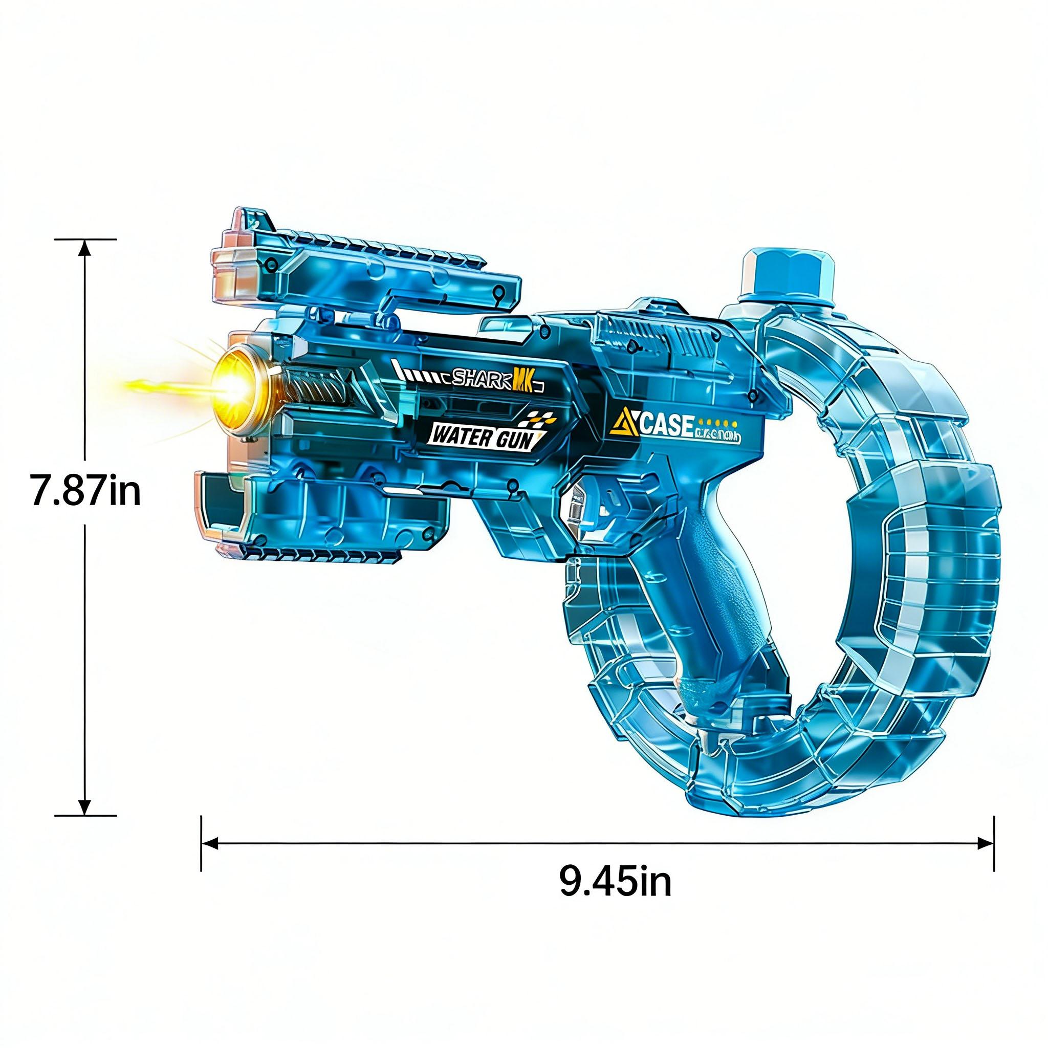 Linkage Transform Space Electric Water Gun with Energy Ring Glow, Large Capacity Drum Magazine Automatic Water Blaster, Super Cool Summer Water Squirt Toy for Beach Pool Backyard, Perfect Surprise Gift for Kids Adults Boys Girls