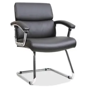 212 MAIN Sled Base Bonded Leather Guest Chair - Fixed Arms, Leather Office Chair